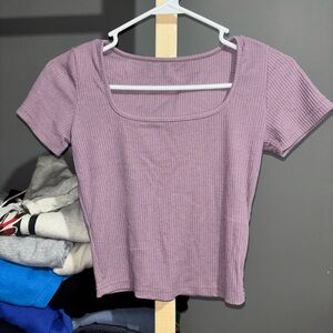 Juniors Ribbed Purple Crop Top